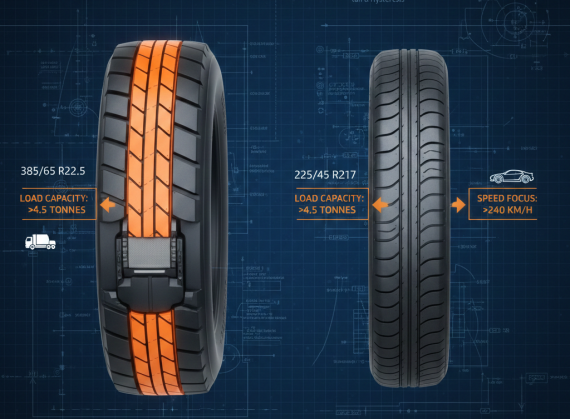 Truck vs Passenger Tyres: Structural Differences, Production Logic, and Regulatory Framework 